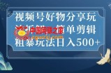 视频号好物分享玩法拆解，简单剪辑粗暴玩法日入500+【揭秘】