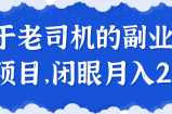 属于老司机的副业，刚需项目，闭眼月入2W+【视频教程】
