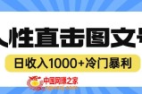 2023最新冷门暴利赚钱项目，人性直击图文号，日收入1000+【揭秘】