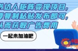 小红书达人矩阵变现项目，只需要复制粘贴发布即可，从而获取广告费用