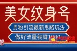 男粉引流最新思路玩法，美女纹身号，做好流量躺赚1000+【揭秘】