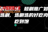 短剧进阶课，短剧推广如何选剧，选剧选的好吃肉吃到饱