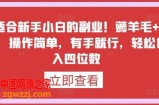 最适合新手小白的副业！薅羊毛+躺赚，操作简单，有手就行，轻松日入四位数【揭秘】