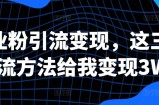 创业粉引流变现，这三种引流方法给我变现3W+【揭秘】