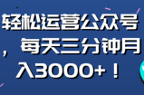 轻松运营公众号，每天三分钟月入3000+！【视频教程】