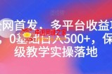 全网首发，多平台收益项目，0基础日入500+，保姆级教学实操落地【揭秘】