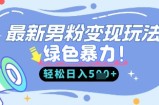 最新男粉自动变现，走女人的赛道，挣男人的钱，小白轻松上手，轻松日入5张
