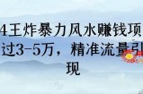 2024王炸暴力风水赚钱项目，月入过3-5万，精准流量引流变现【揭秘】