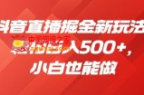 抖音直播掘金新玩法，轻松日入500+，小白也能做【揭秘】