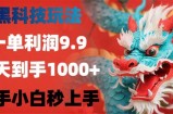 （12793期）黑科技玩法，一单利润9.9,一天到手1000+，新手小白秒上手