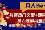 抖音热门文案+网易云截图暴力涨粉拉爆收益玩法，小白无脑操作，简单易上手【揭秘】