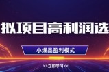 虚拟项目高利润选品方法，做好单店利润1W+，可多店倍增利润