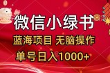 （12237期）微信小绿书，蓝海项目，无脑操作，一天十几分钟，单号日入1000+