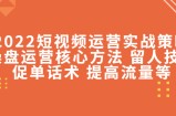 2022短视频运营实战策略：操盘运营核心方法 留人技巧促单话术 提高流量等