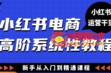 小红书电商高阶系统教程，新手从入门到精通系统课