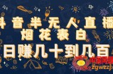 抖音半无人直播烟花表白，日赚几十到几百（教程+视频模板素材）
