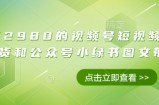 价值2980的视频号短视频橱窗带货和公众号小绿书图文带货