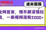 全网首发，慢开屏深情玩法，一条视频涨粉2000+【揭秘】