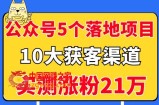 公众号5个月入过万的落地项目：10大获客渠道，实测涨粉21万！