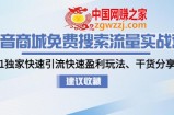 抖音商城免费搜索流量实战营：0-1独家快速引流快速盈利玩法、干货分享