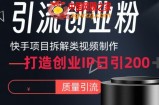快手项目拆解类视频详细制作流程打造个人IP，单日引流200+高质量创业粉【揭秘】