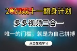 2023双十一翻身计划，多多视频带货三合一玩法教程【揭秘】