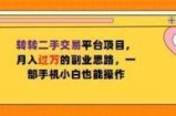 转转二手交易平台项目，月入过W的副业思路，一部手机小白也能操作