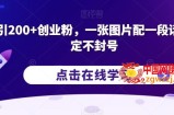 日引200+创业粉，一张图片配一段话，稳定不封号【揭秘】