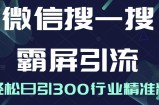 微信搜一搜霸屏引流课，打造被动精准引流系统，轻松日引300行业精准粉