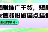 短剧推广干货，短剧快速涨粉做锚点挂载