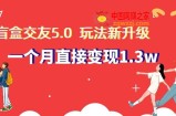 盲盒交友5.0，玩法全新升级，一个月直接变现1.3W，新手小白轻松上手【揭秘】