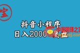 宝哥抖音小程序日入2000+玩法复盘