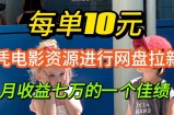 凭借电影资源进行网盘拉新，每单可得 10 元收益