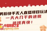 男粉快手无人直播项目玩法，一天大几千的进账，搞钱真快！
