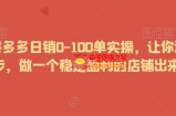 2024拼多多日销0-100单实操，让你迅速起步，做一个稳定盈利的店铺出来