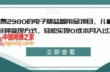 外面收费2980的电子版益智用品项目，儿童赛道，多种变现方式，轻松实现0成本月入过万【揭秘】