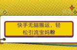 快手无脑搬运，轻松引流宝妈粉，纯小白轻松上手【揭秘】