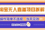 淘宝无人直播项目拆解，操作简单不违规，当天见效 日入300+新赛道