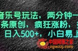 最新音乐号玩法，两分钟一条视频，条条原创，疯狂涨粉，多种变现，日入500+，小白易上手【揭秘】