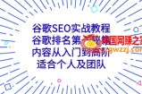 谷歌SEO实战教程：谷歌排名第一秘籍，内容从入门到高阶，适合个人及团队