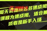 胖哥无货源拼多多速成班，此课程为速成班，适合兼职或者是新手入场