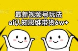 最新视频号玩法，ai认知思维带货6w+【揭秘】