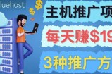 在Youtube推广Bluehost主机赚钱项目，日赚195美元以上