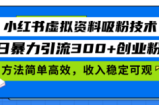 （13345期）小红书虚拟资料吸粉技术，日暴力引流300+创业粉，方法简单高效，收入稳...