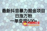 最新抖音暴力掘金项目，日涨万粉，一单变现500+【揭秘】