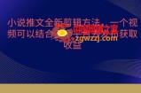 小说推文全新剪辑方法，一个视频可以结合多个平台去发布获取【揭秘】