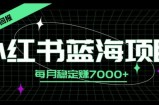 小红书蓝海项目，零门槛、高回报，每月稳定赚7000+