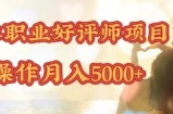零成本操作职业好评师赚钱项目，简单操作月入5000+