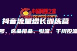 月销1.6亿实操团队·抖音流量增长训练营：起号、选品排品、引流 千川投流等
