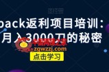 cashback返利项目培训：轻松月入3000刀的秘密